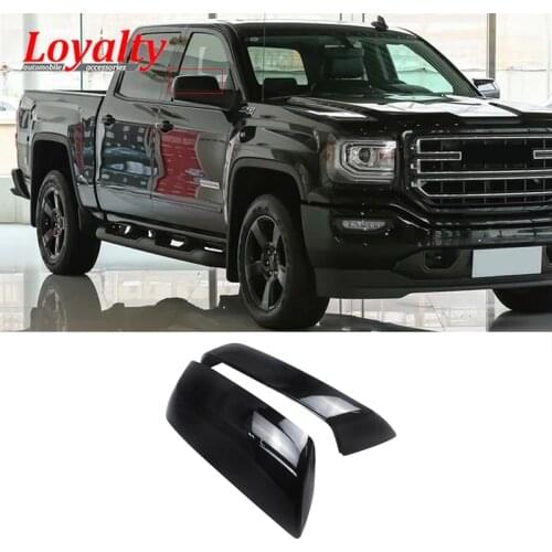 Loyalty for 2014-2018 Chevy Silverado GMC Sierra 1500 Top Half Mirror Cover Cap Chrome Black Car Accessories