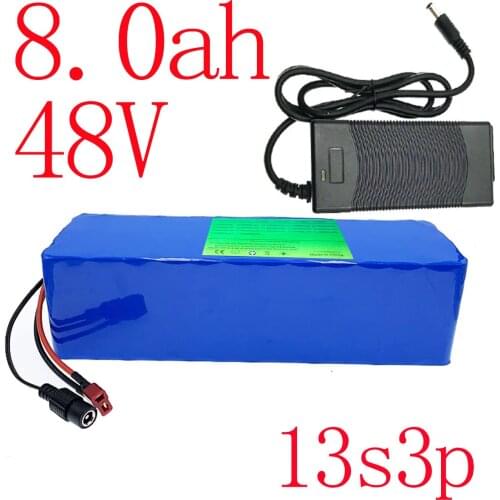 48V 8ah Lithium Battery For Electric Bicycle 18650 Pack 13S 2P 54.6V With 15A BMS Suitable For 250W 350W Scooters