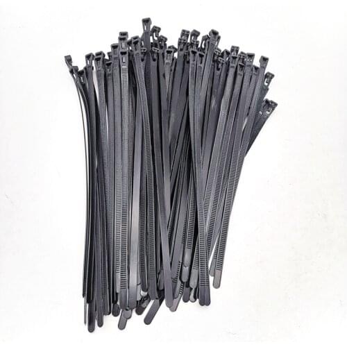 100 PCS Black Reusable Nylon Cable Tie 7.5x300x1.3mm Durable Acid-resistant Anti-corrosion Good Insulation Non-slip