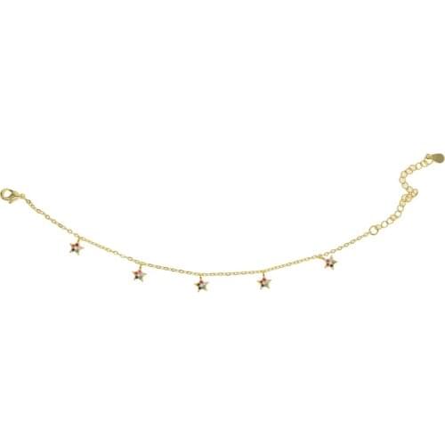 Star charm gold color bracelet fashion 16+5cm extend chain girl women jewelry cute lovey star designs