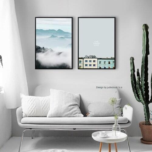 Nordic Sea Mountains Wall Art Canvas Poster and Print Canvas Painting travel Landscape Decorative Picture for Living Room Decor