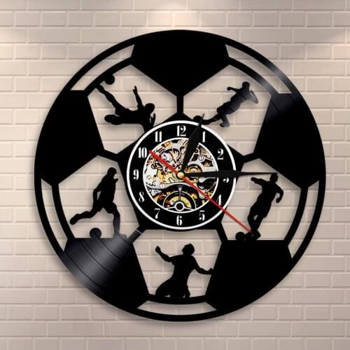 Soccer Wall Art Vinyl Record Wall Clock Football Wall Clock Soccer Player Silhouette Wall Decor Housewarming Gift For Soccer Fan