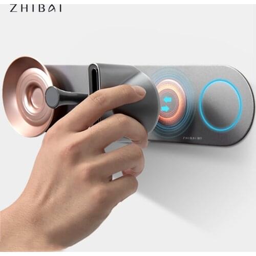 ZHIBAI Wall Mount Hair Dryer Holder Self Adhesive Magnet Stand Holder Storage Rack Organizer for Hair Blow Dryer Bathroom Storag