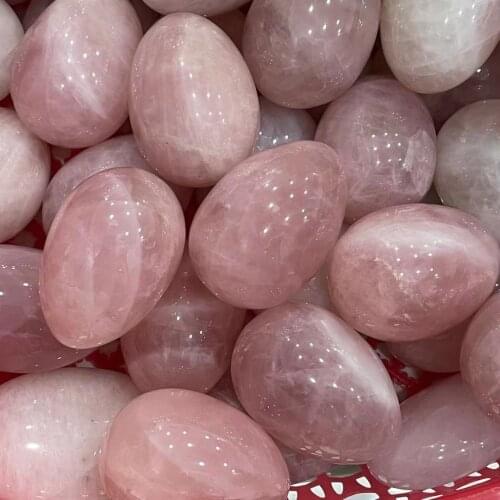 Natural Pink Rose Quartz Egg-shaped Crystal Healing Ball Sphere Gemstone 1pc