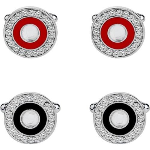 One pair fashion 2cm alloy black/red enamel round charm mens French style suit cufflink xyc213