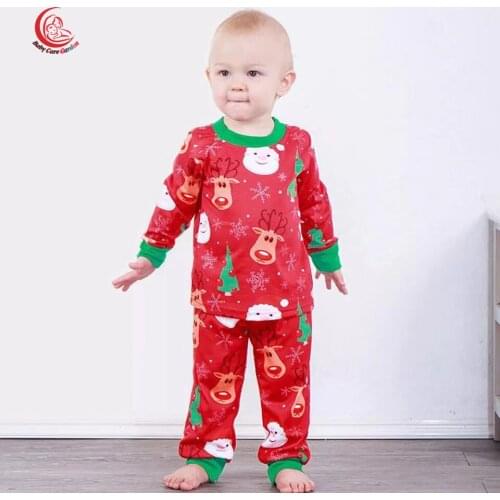 Autumn Winter Santa Claus Kids Clothing Sets For Girls Boys Cute Baby Sleepwear Christmas Outfits Girls Two-Piece Pajamas Set