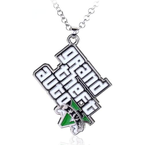 Dongsheng PS4 GTA 5 Game Cs Necklace Grand Theft Auto 5 Alloy Pendent Necklace Gift For Fans Rock Star Necklace Movie Jewelry