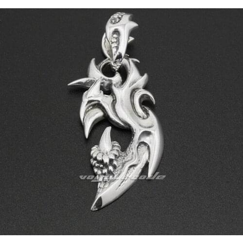 Dragon Claw 925 Sterling Silver Mens Biker Rocker Punk Pendant 8A018(Necklace 26inch)