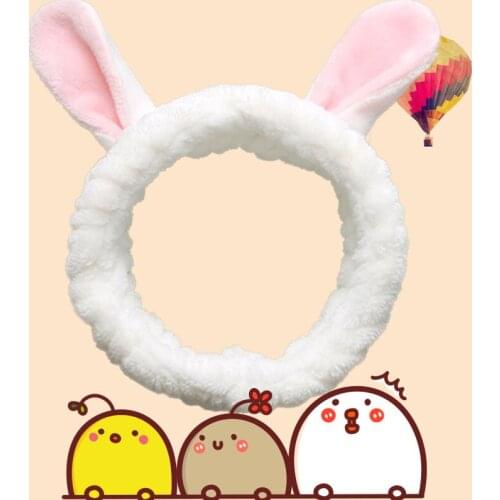 Korean version of simple and cute cat ears hair band wash face mask mask headscarf beauty headdress flannel hair band headband
