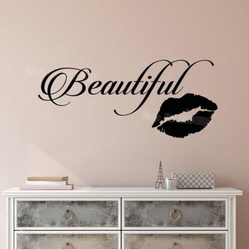 Simple Vinyl Wall Decals Motivation Quote Words Inspiring Beautiful Kiss Letters Home Decor Self-adhesive Art Stickers YY609