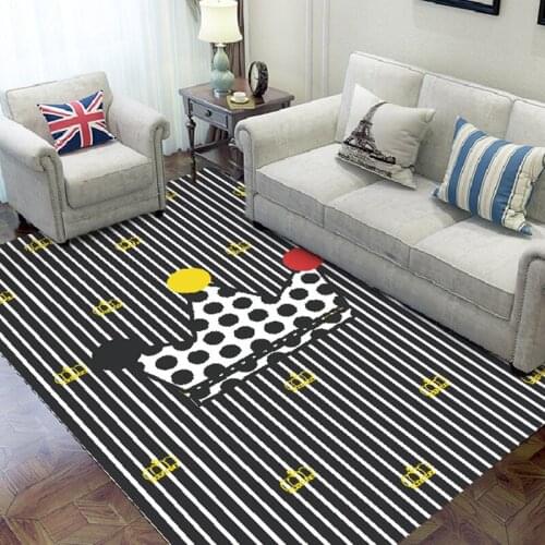 Crown Printed Rectangle Carpets for Living Room Bedroom Child Play Area Rugs Coral Velvet Chair Floor Mat Home Outdoor Textile