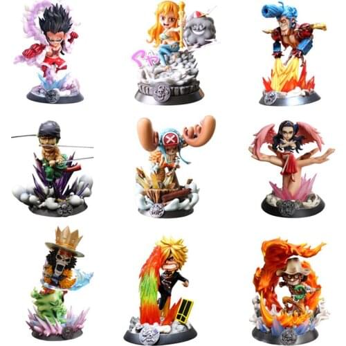 Q Version One Piece GK Japanese Cartoon Figma Model Luffy Nami Usopp Sanji Action Figure zoro PVC Collection Kid Of Toys Doll