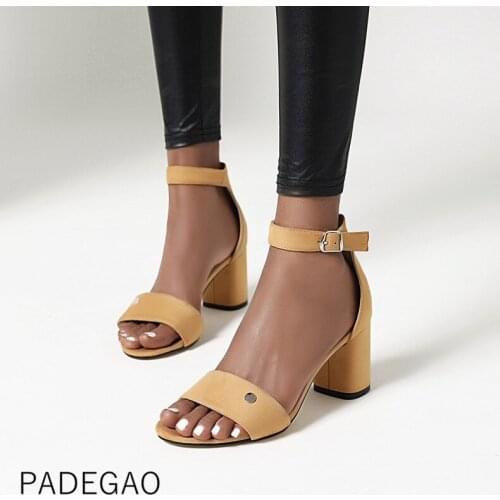 Plus Size Casual Women Sandals 2020 High Heels Office Lady Buckle Shoes Open Toe Sandals