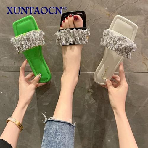 Women Slippers Retro Casual Shallow Open Toe Flat Slippers Square Head Candy Color Vacation Beach Flat Sandals Solid Slippers