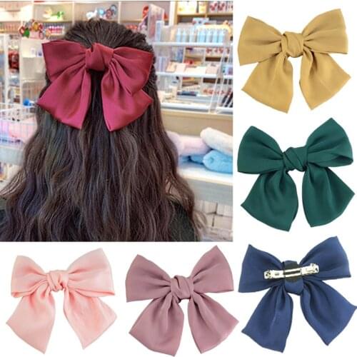 1 Pcs Korean Women Girl Back Head Solid Color Large Bow Hair Clip Butterfly Red Pink Cute Hairpin Fashion Accessories