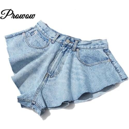 High Quality Summer Women Tide Ruffled Hem Big Wide-leg Denim Shorts Hot Pants Make Old Fashion 2020 New Brand Clothes