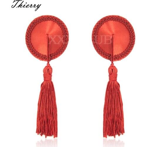 Thierry 1 Pair Milk Paste Women Tassel Heart Sequin Paste Breast Bra Silicone Heart Nipple Cover Adhesive