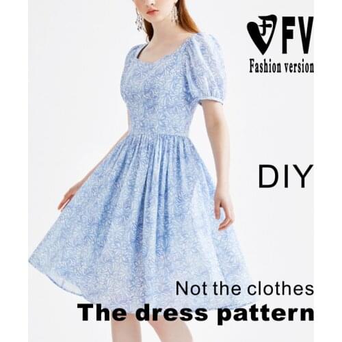 Cutting pattern womens square neck puff sleeve dress garment structure design drawing BLQ-541