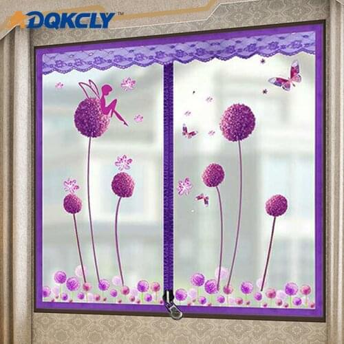 Winter Windproof Anti-dust Thick Warm Window Screen Polyester Fabric With Zipper Design Casement Curtain