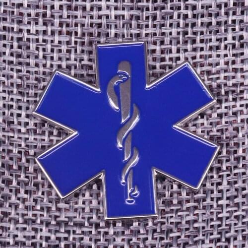 Star of life diabetic medical alert badge dentist brooch doctor nurse patient gift SOS symbol jewelry coat shirts enamel pin