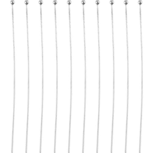 10pcs 925 Sterling Sliver Ball Head Pins Findings for Jewelery Making 45mm