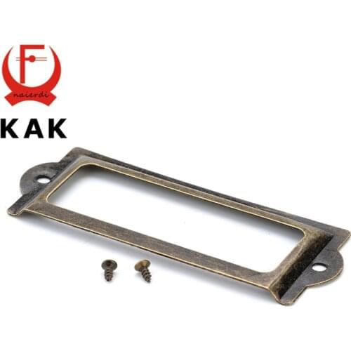 10pcs KAK 82*30mm Handle Antique Brass Label Pull Frame File Name Card Holder For Furniture Cabinet Drawer Box Case Hardware