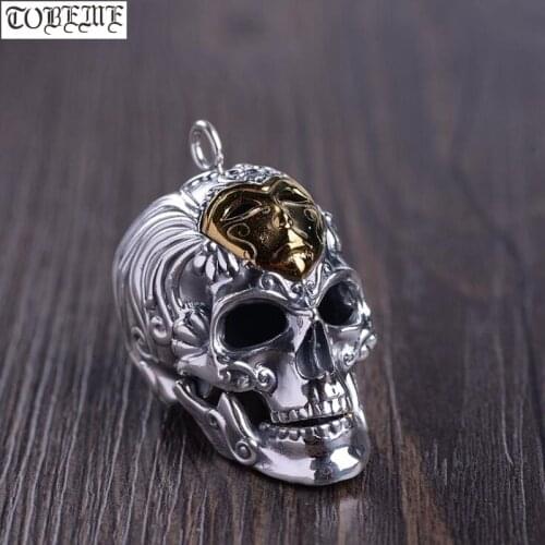 100% 925 silver Skull Pendant vintage 925 Sterling Skeleton pendant Thai Silver PUNK Jewelry Man Pendant