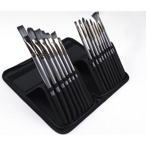 16pc nylon hair oil painting pen set canvas bag portable water chalk Professional art supplies for beginners matter for painting