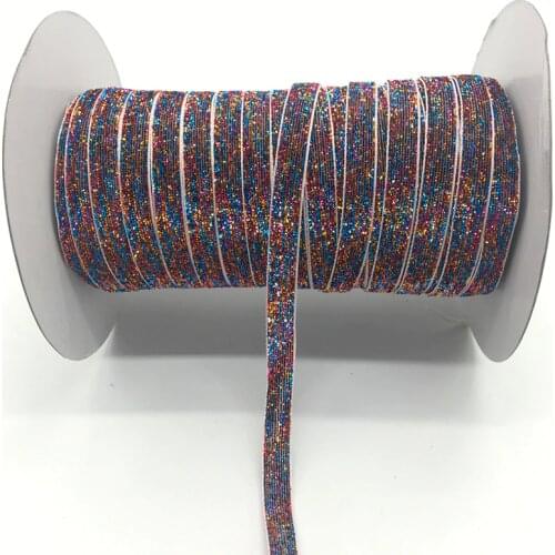 5Yards/lot) 3/8" 10mm Glitter Double color Ribbon Headband Clips Bow Wedding Christmas Decoration #07