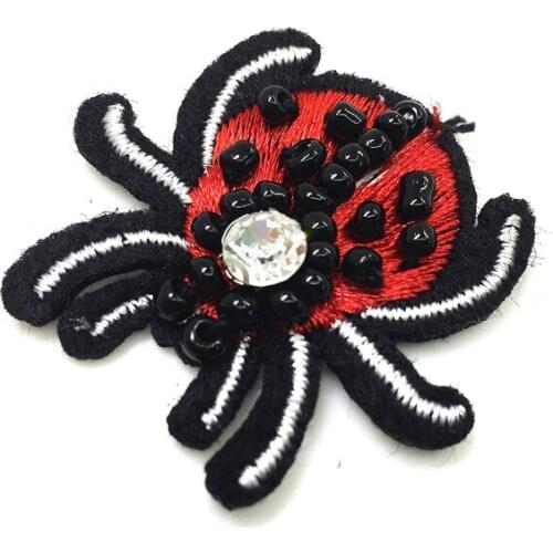 6pc Sew On Beetle Beaded Patch Embroidery Applique Patches For Clothing Bag Parches Bordados Ropa AC1286