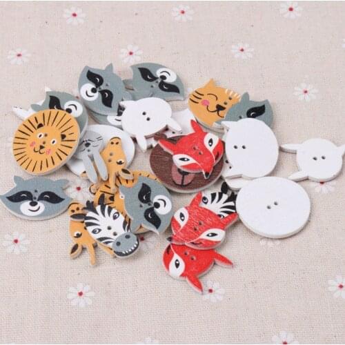 Button accessories for childrens clothes Mix Cartoon Animal Wooden Buttons Botones Handmade Accessories Decoration 30mm 20pcs