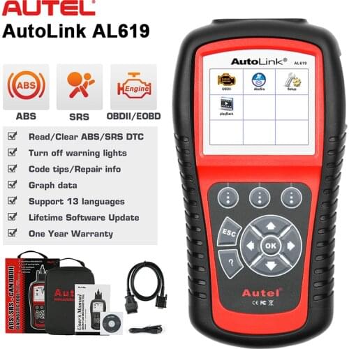 Autel AutoLink AL619 Auto OBD2 Scanner Car Diagnostic Tool with OBDII Engine Check, ABS, SRS, DTC Lookup PK CR619 AL519 ML519