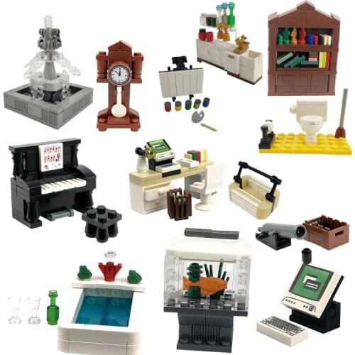 Locking City Bathtub Aquarium Piano Desk Fountain Compatible With Educational Building Blocks Sets For Cities Accessories Toys