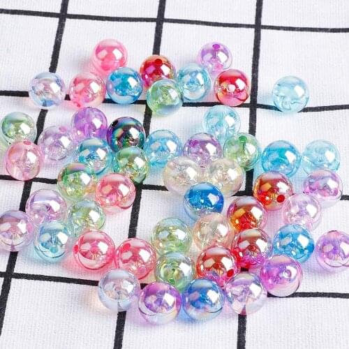 100pcs/lot 6mm AB Rainbow Round Plastic & Acrylic Beads Clear Loose Beads For Jewelry Making Findings Necklace Bracelet Earrings