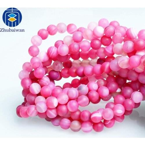 Wholesale 8mm Matte Banded Agate Beads Multicolor Frosted Striped Agate Beads for Jewelry Making