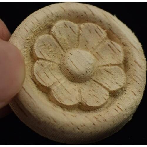 Wood Carved Onlay Appliques Carpenter Frame Decal Furniture Decoration Wooden Crafts Decorative Flower Ornament