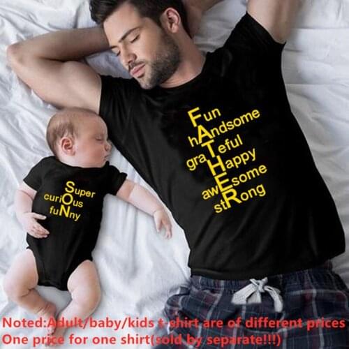 Father and Son Family Matching Tshirts Father and Son Baby Kids Boys Tops T-shirt Dad and Me Children Short Sleeve Tops Tees