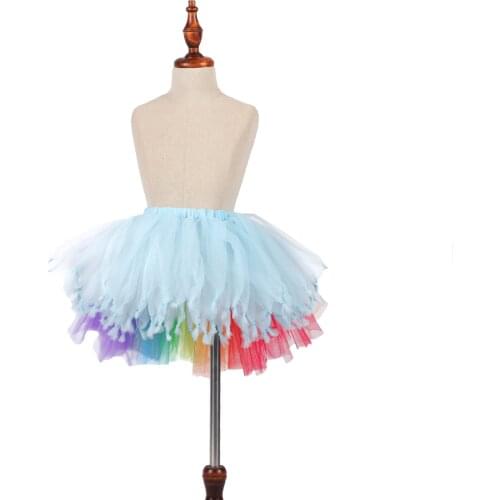 Girls Unicorn Rainbow Fluffy Tutu Skirt Handmade Knot Tutus Baby First Birthday Party Cloth Newborn Photo props Kids Dance Skirt