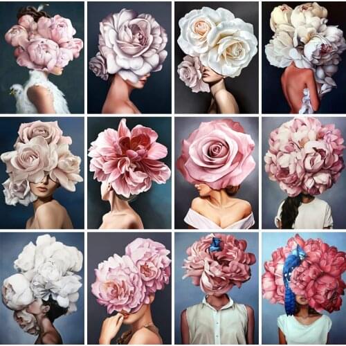 EverShine Oil Painting By Numbers Couple DIY Hand Painted Wall Art Red Umbrella Pictures By Numbers Home Decor