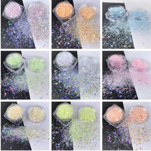 Mixed Size Holographic Chunky Colorful Snow Glitter Flash Face Nail Art DIY UV Gel Polish Manicure Sequins Resin Decorations