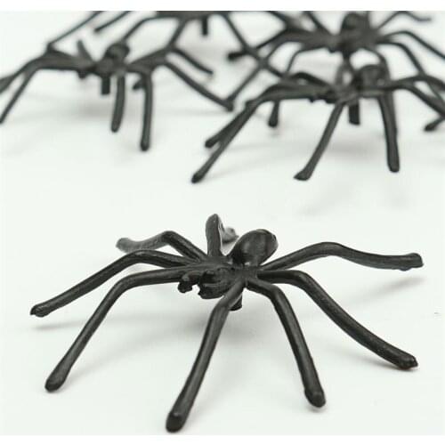 Hot Sell! 50 Pieces Halloween Decoration 4.5cmx5cm Plastic Black Spider Funny Joking Toys Realistic Props For Halloween 7Z-SH022