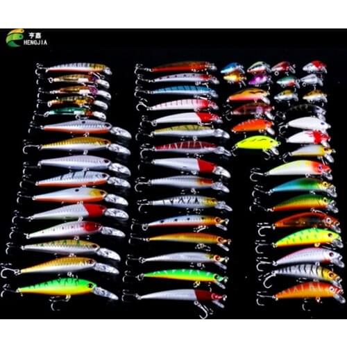 HENGJIA 56Pcs Almighty Mixed Fishing Lure Bait Set Wobbler Crankbaits Swimbait Minnow Hard Baits Spiners Carp Fishing Tackle