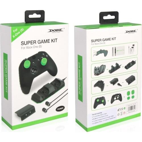 5 in 1 Game Kit 1xDual Charging Dock+2x300mAh Battery+1xHeanphones+4xSilicon Thumb Stick Cover+1xController Case for XboxOne(S)