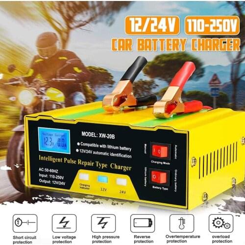 Intelligent 12V 24V Electric Smart Repair Car Battery Charger Maintainer Automatic LCD Display Lead Charger