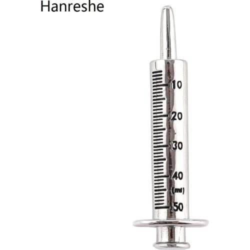 Quality Silver Color Syringe Shape Medicine Brooch Pin Lettering Alloy Metal Brooches For Doctor Nurse Lapel Jewelry Accessories