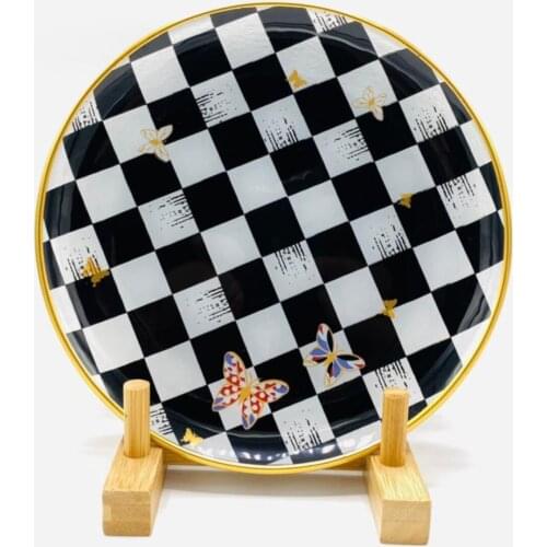 Checkered Butterfly Cake Plate