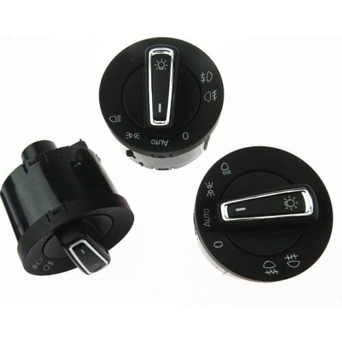 Qty 3 Chrome Auto Headlight Fog Light Switch Knob Control Black Plastic for VW Golf MK7 5GG941431D 5GG 941 431D 5GG 941 431 D