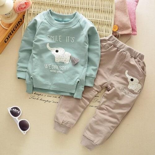 2pcs Set Children Spring Clothing Long Sleeved Cartoon Animal Clothes Suit Kids Boys Coat + Trousers 2-5Y Kids Cotton Outwear