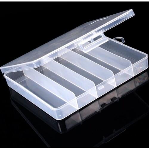 Transparent 5 Compartments Fishing Box High Strength Visible Plastic Box Fishing Tackle Box