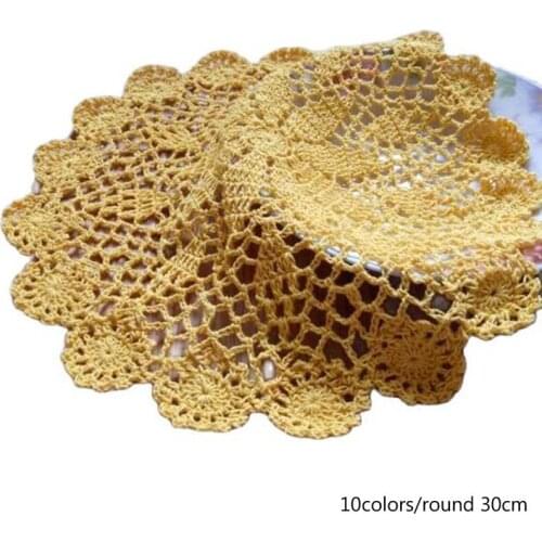 New lace cotton table place mat crochet coffee round placemat pad Christmas glass drink coaster cup mug tea dining doily kitchen